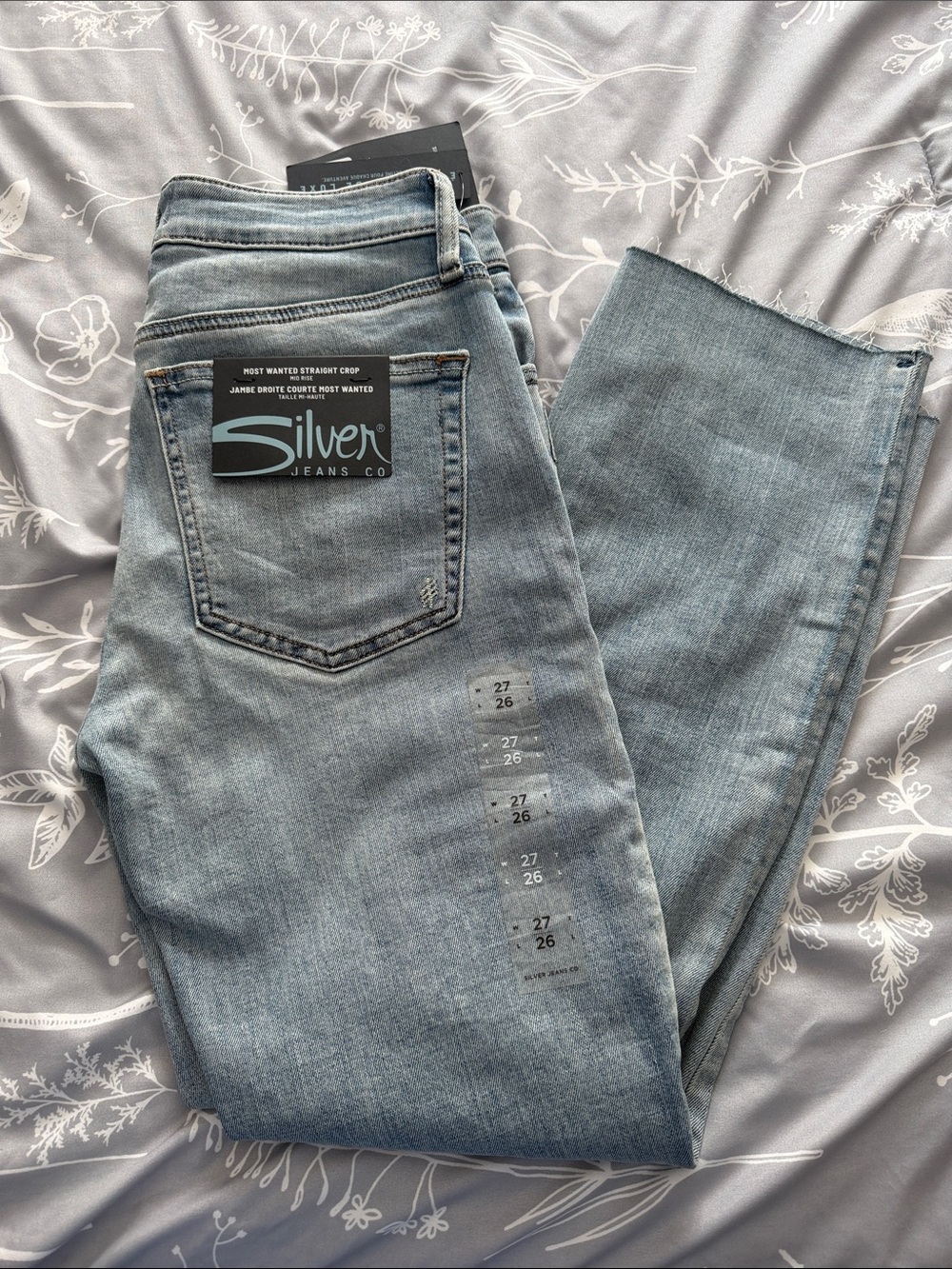 Silver Jeans Light Blue Straight Leg Crop Jeans
